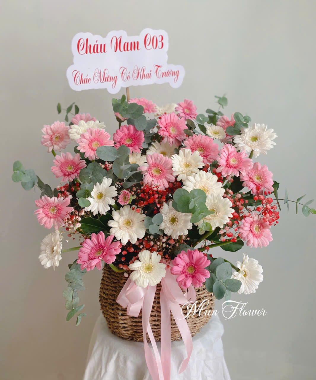 Giỏ Đồng Tiền Hồng Pastel Ngọt Ngào Và Tươi Mới