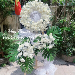 Kệ Hoa Tang Lễ Vòng Tròn Trắng Sang Trọng