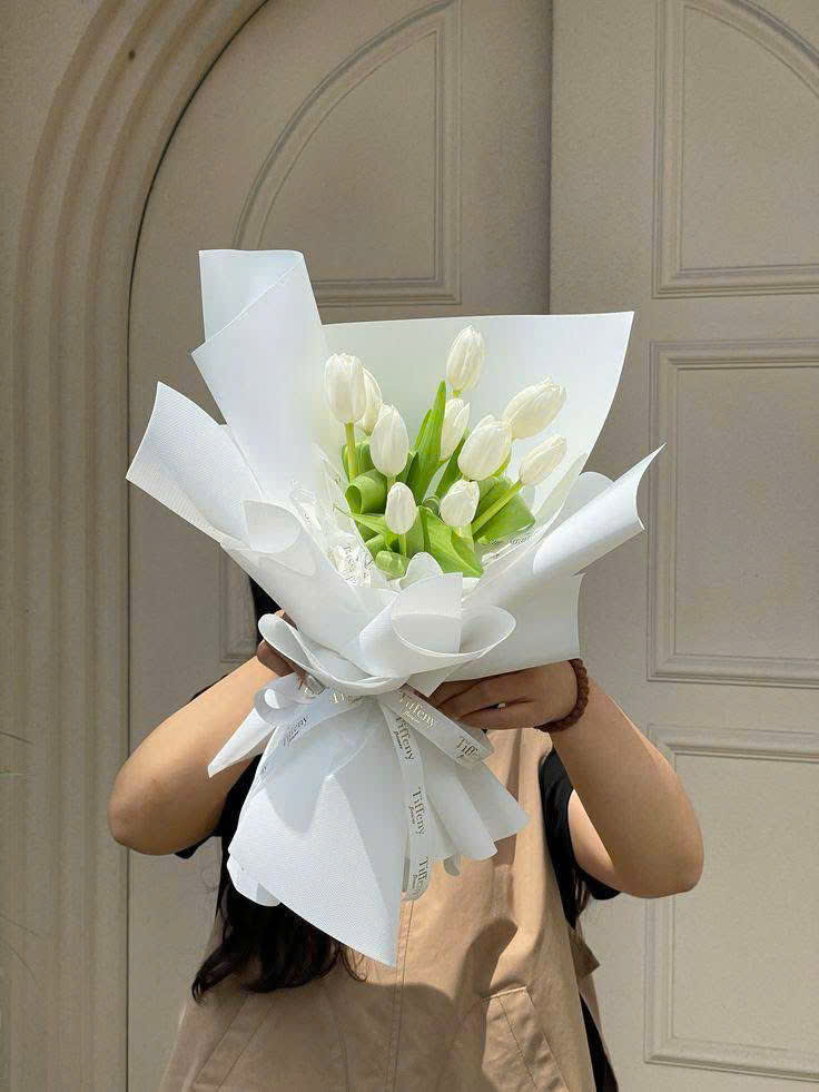 Hoa Tulip Trắng Phong Cách Hàn Quốc