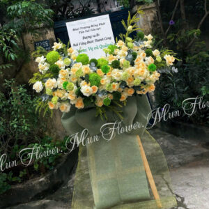 Kệ Hoa Khai Trương Tài Lộc Xanh Kem Sang Trọng